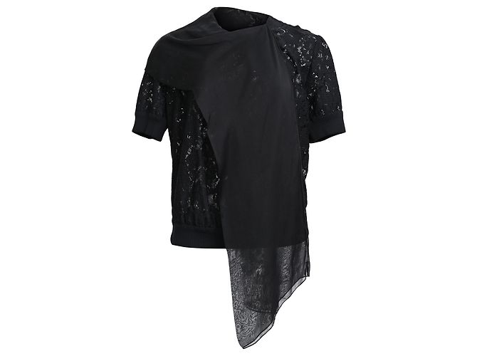 Top de algodón negro con detalles de lazo de encaje y seda D&G - vista 3