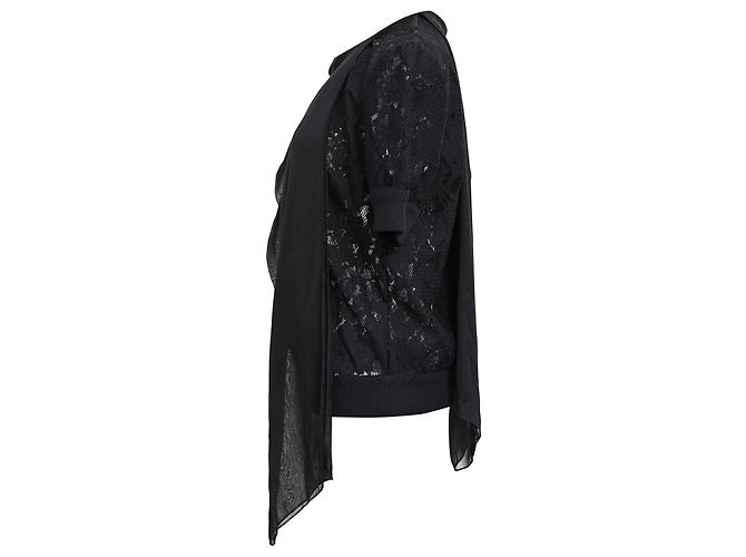 Top de algodón negro con detalles de lazo de encaje y seda D&G - vista 4