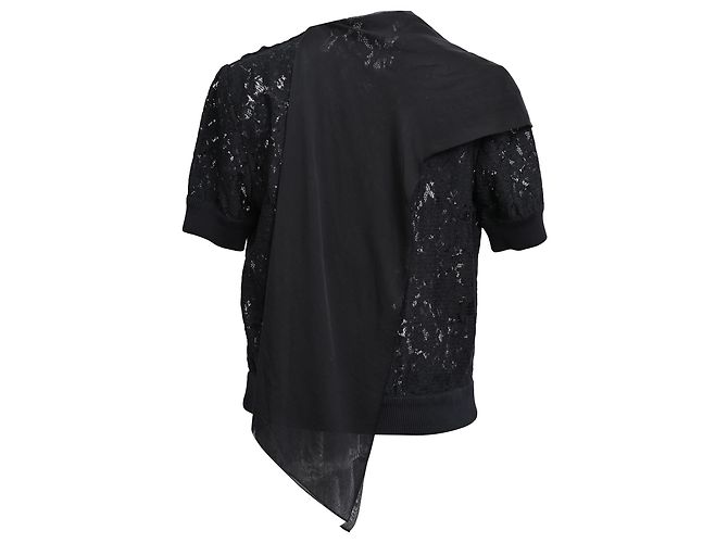 Top de algodón negro con detalles de lazo de encaje y seda D&G - vista 5