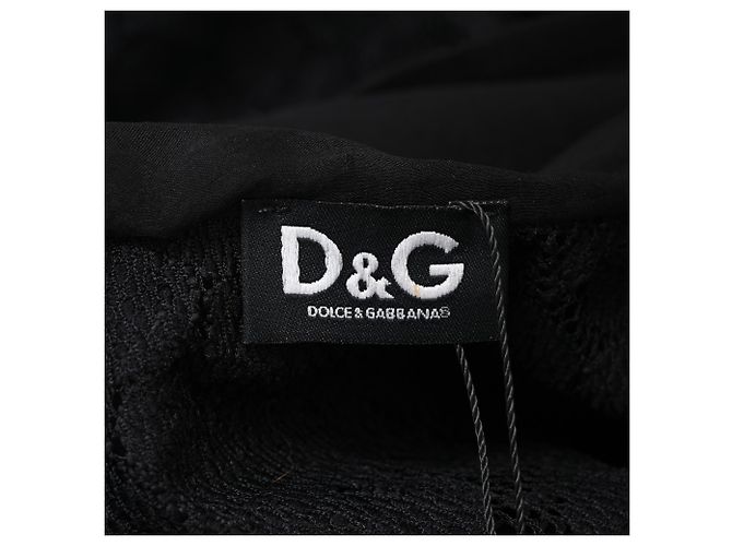 Top de algodón negro con detalles de lazo de encaje y seda D&G - vista 6