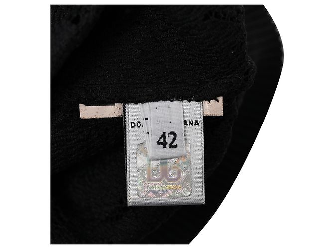 Top de algodón negro con detalles de lazo de encaje y seda D&G - vista 8