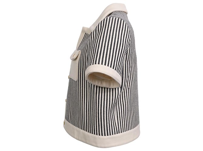 Céline Giacca corta a righe Celine in lana bianco e nero Multicolore - vista 2