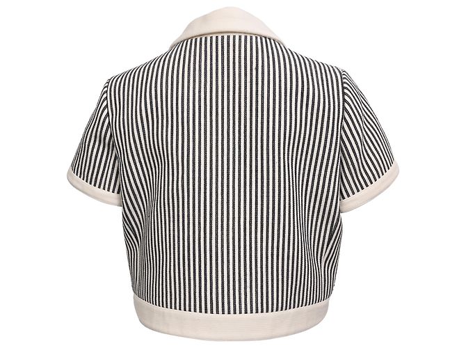 Céline Giacca corta a righe Celine in lana bianco e nero Multicolore - vista 3