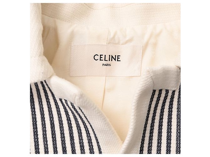 Céline Giacca corta a righe Celine in lana bianco e nero Multicolore - vista 5