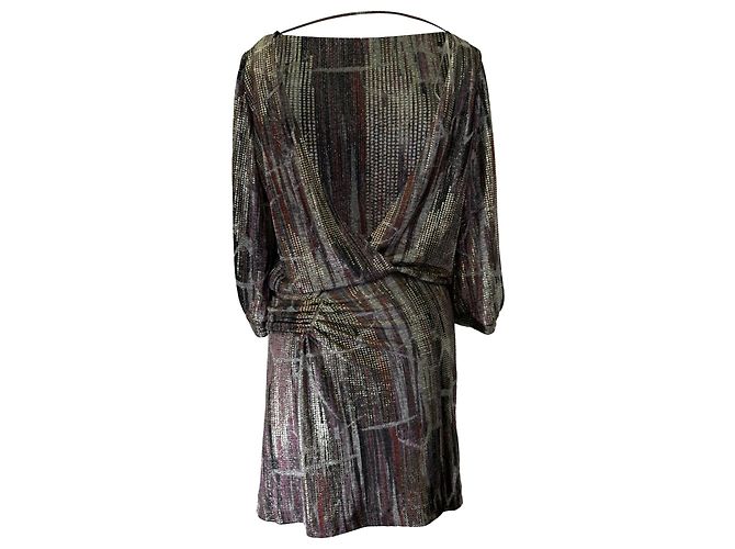 Ba&sh Salina Metallic V-Back Kleid aus Multicolour-Polyester Mehrfarben - Ansicht 2