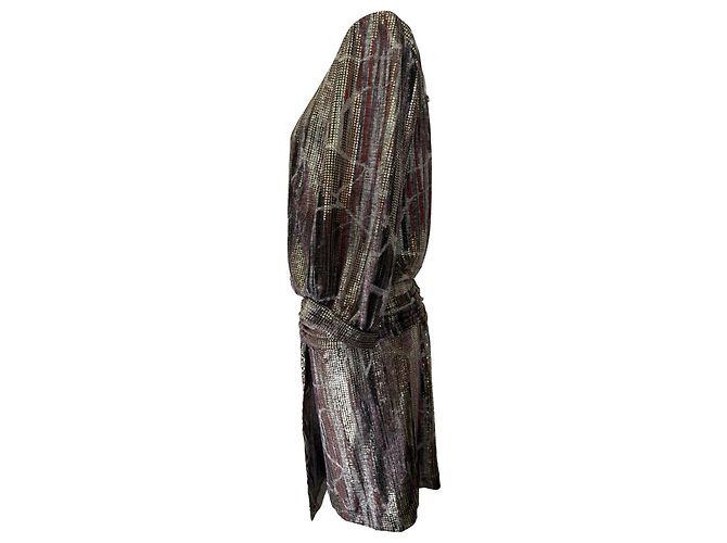 Ba&sh Salina Metallic V-Back Kleid aus Multicolour-Polyester Mehrfarben - Ansicht 3