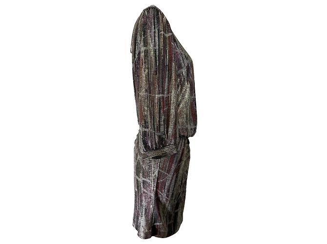 Ba&sh Salina Metallic V-Back Kleid aus Multicolour-Polyester Mehrfarben - Ansicht 4