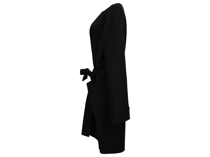 Céline Abrigo Celine con cinturón y detalle Triomphe en cachemira negro - vista 2