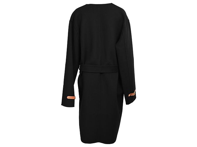 Céline Abrigo Celine con cinturón y detalle Triomphe en cachemira negro - vista 3