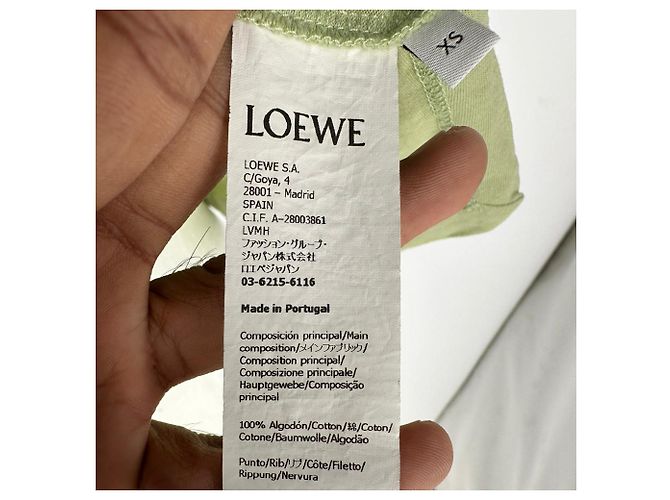 Camiseta curta oversize Anagram em algodão verde Loewe - vista 8