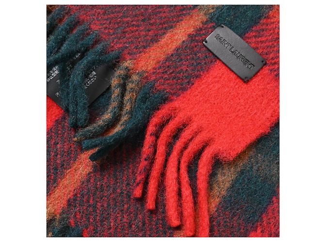 Saint Laurent Schal aus Tartan in roter Wolle - Ansicht 10