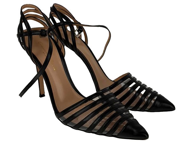Décolleté con cinturino alla caviglia in PVC e pelle nera Gianvito Rossi - vista 10