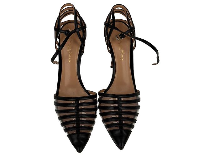 Décolleté con cinturino alla caviglia in PVC e pelle nera Gianvito Rossi - vista 11