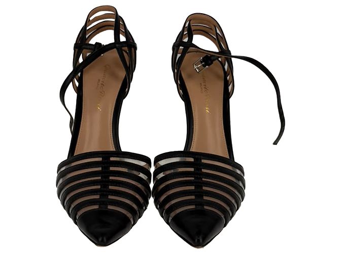 Décolleté con cinturino alla caviglia in PVC e pelle nera Gianvito Rossi - vista 13