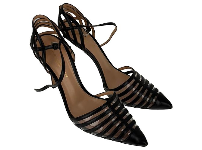 Décolleté con cinturino alla caviglia in PVC e pelle nera Gianvito Rossi - vista 9