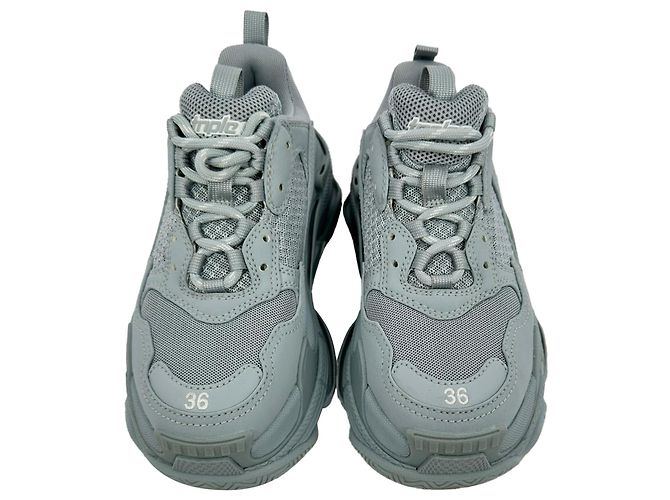 Baskets Triple S Balenciaga en polyester bleu clair - vue 4