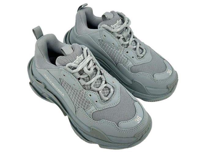 Baskets Triple S Balenciaga en polyester bleu clair - vue 7