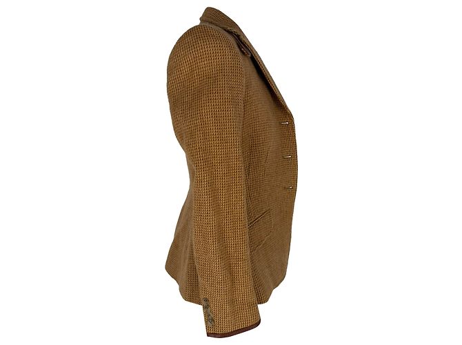 Ralph Lauren Single Breasted Blazer in Brown Wool - view 2