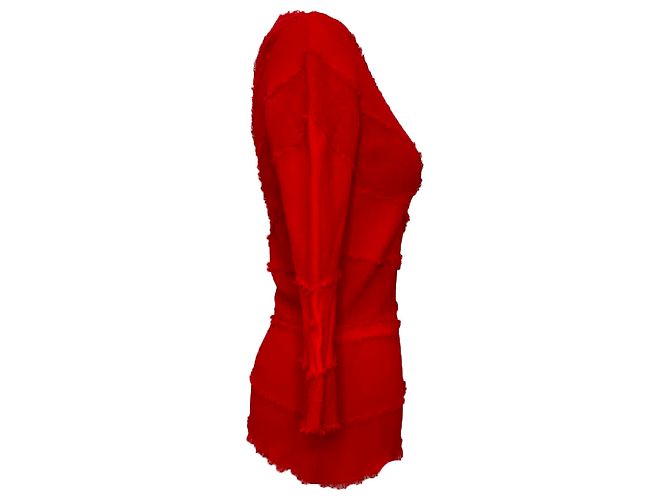 Alexander Mcqueen Patchwork Accent Bluse aus roter Viskose - Ansicht 3