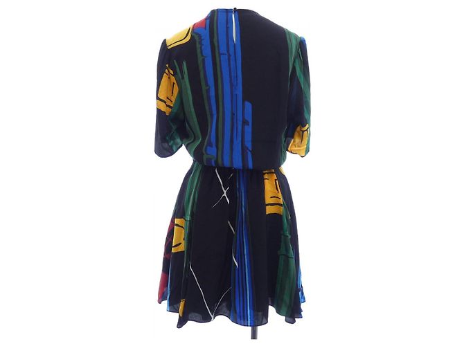 Vestido de seda Louis Vuitton Negro Multicolor - vista 2