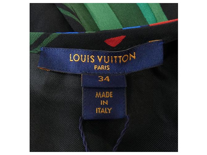 Vestido de seda Louis Vuitton Negro Multicolor - vista 4