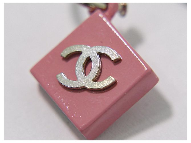 Chanel Vintage CC Goccia Quadrata in Metallo con Smalto e Pizzo Argento - vista 5