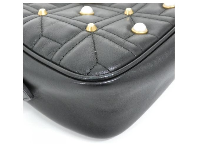 Borsa a tracolla in pelle Gucci GG Marmont Nero - vista 3