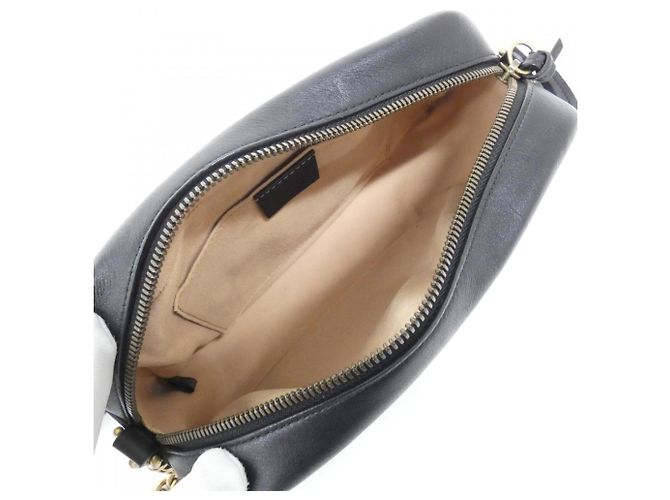 Borsa a tracolla in pelle Gucci GG Marmont Nero - vista 7