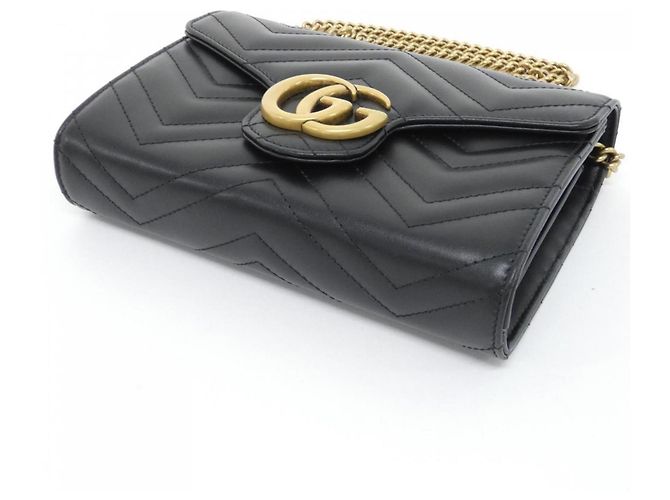 Borsa a Spalla Gucci GG Marmont 474575 DTD1T Nero - vista 3