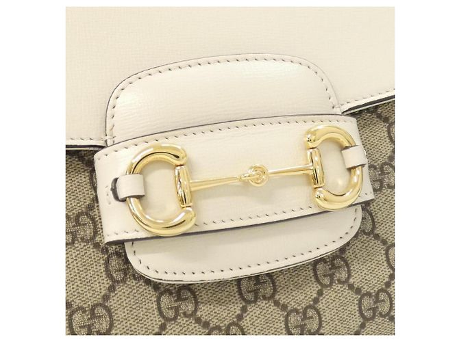 Borsa Gucci Horsebit 1955 Bianco Beige - vista 6