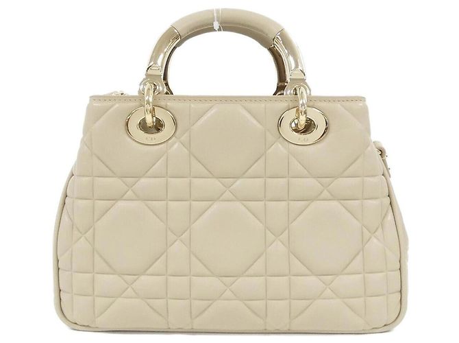 Borsa Christian Dior Lady 95.22 Small in pelle di vitello beige - vista 2