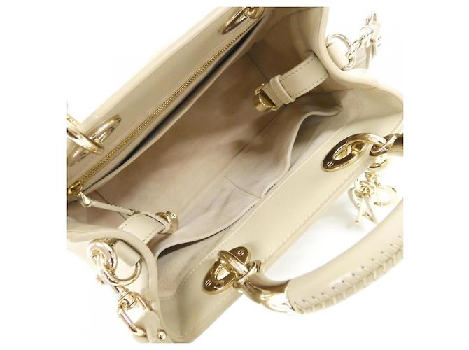 Borsa Christian Dior Lady 95.22 Small in pelle di vitello beige - vista 7