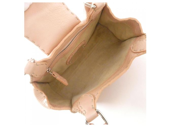 Borsa a Spalla Fendi Selleria Beige - vista 6