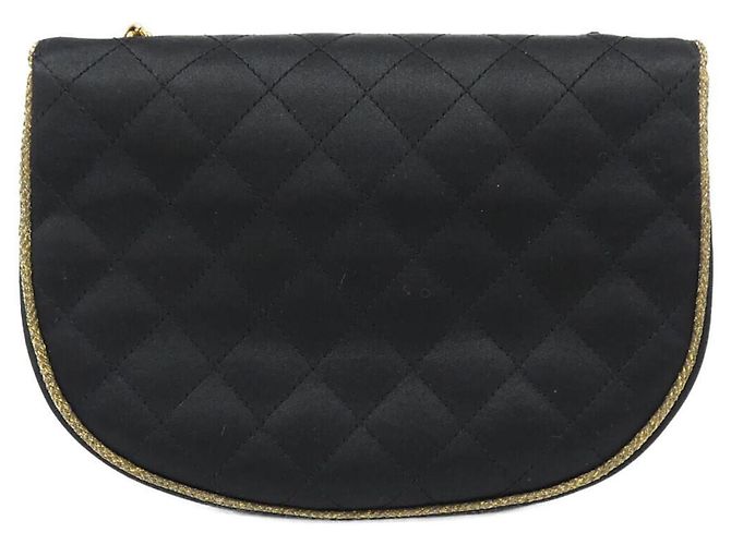Borsa a tracolla in raso nero Chanel - vista 2