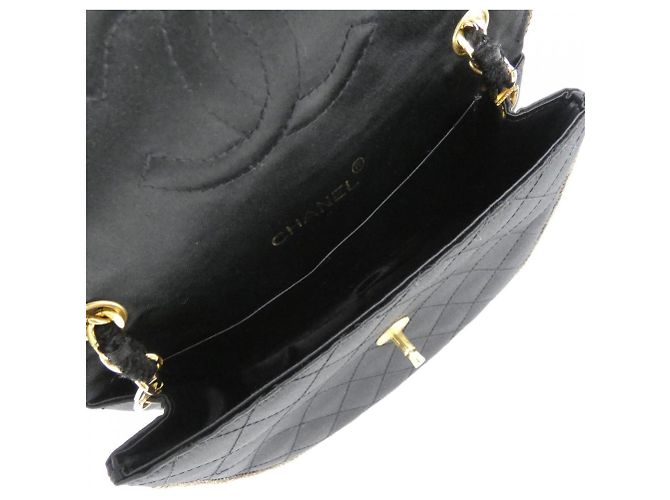 Borsa a tracolla in raso nero Chanel - vista 5