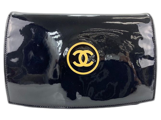 Borsa a tracolla per trucco in vernice nera Chanel Nero - vista 2