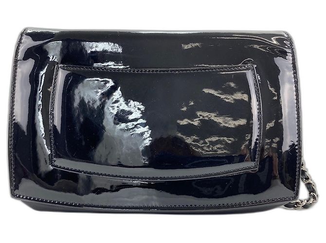 Borsa a tracolla per trucco in vernice nera Chanel Nero - vista 3
