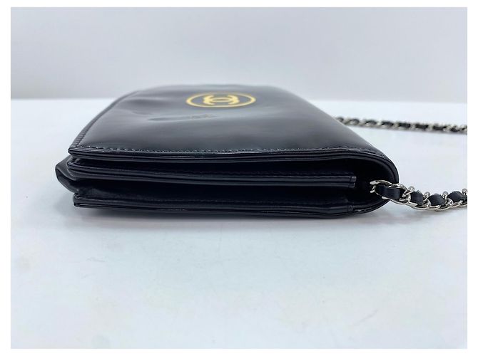 Borsa a tracolla per trucco in vernice nera Chanel Nero - vista 5