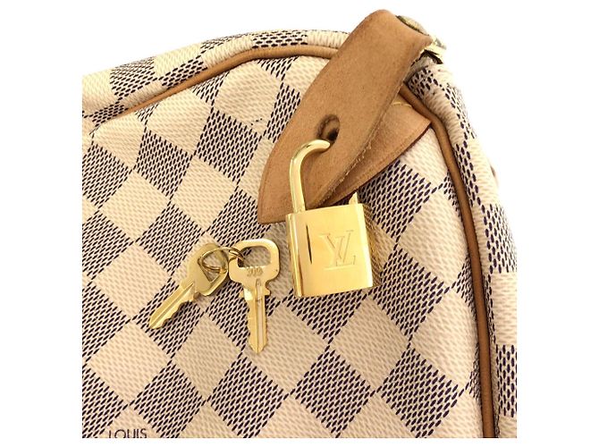 Borsa Boston Louis Vuitton Damier Azur Speedy 35cm Blu - vista 3
