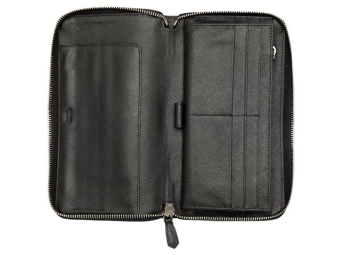 Prada Saffiano Reise-Organizer-Langer Geldbeutel Schwarz - Ansicht 4
