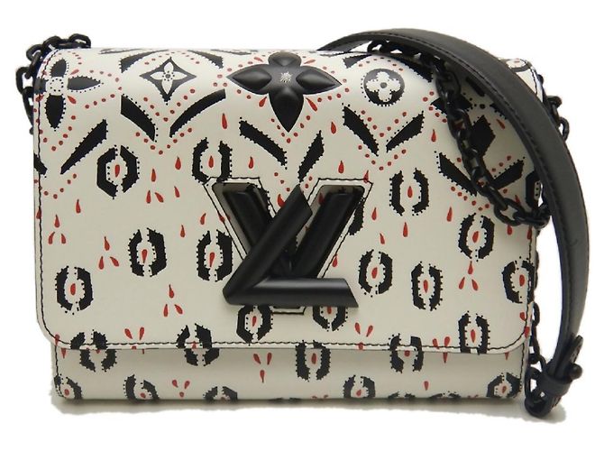 Borsa a tracolla Louis Vuitton Twist MM in pelle di vacchetta Nero Bianco - vista 2