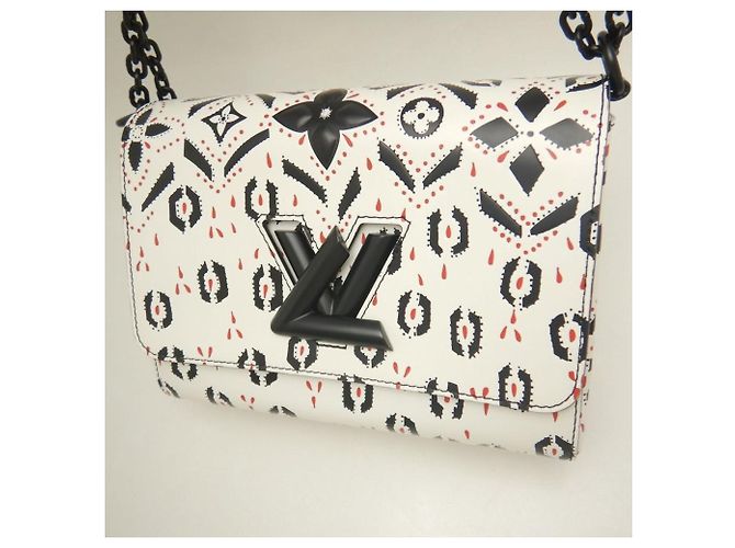 Borsa a tracolla Louis Vuitton Twist MM in pelle di vacchetta Nero Bianco - vista 3