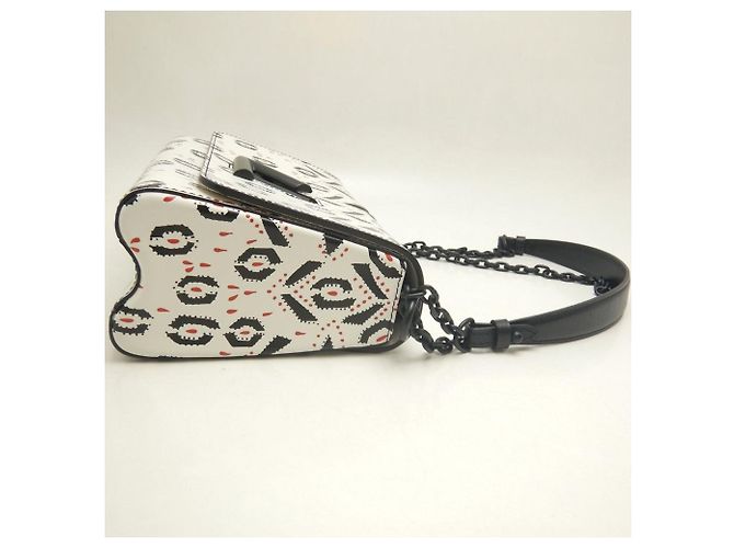 Borsa a tracolla Louis Vuitton Twist MM in pelle di vacchetta Nero Bianco - vista 7
