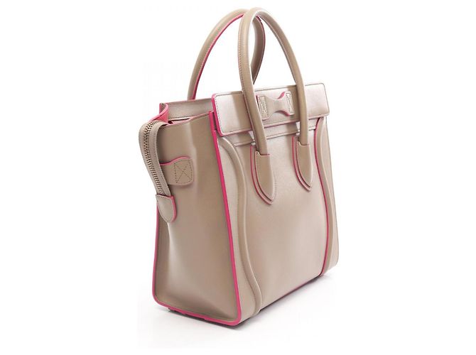 Céline Borsa Tote Celine Luggage Micro Shopper Beige - vista 2