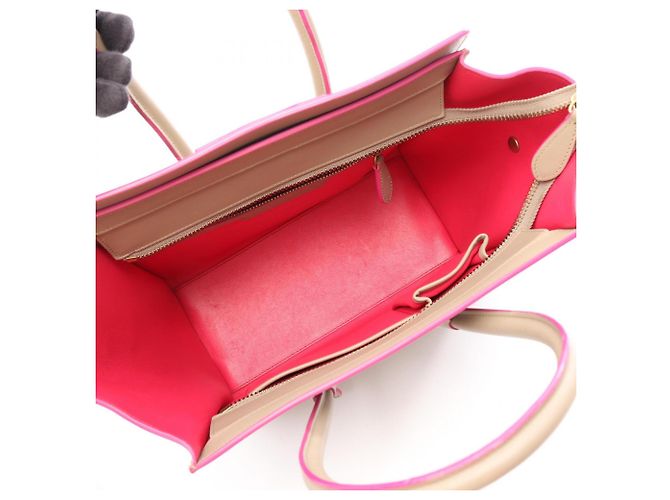 Céline Borsa Tote Celine Luggage Micro Shopper Beige - vista 3
