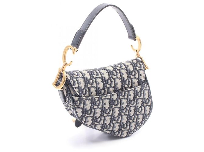 Borsa 2-Way Christian Dior Mini Oblique Beige Blu navy - vista 2