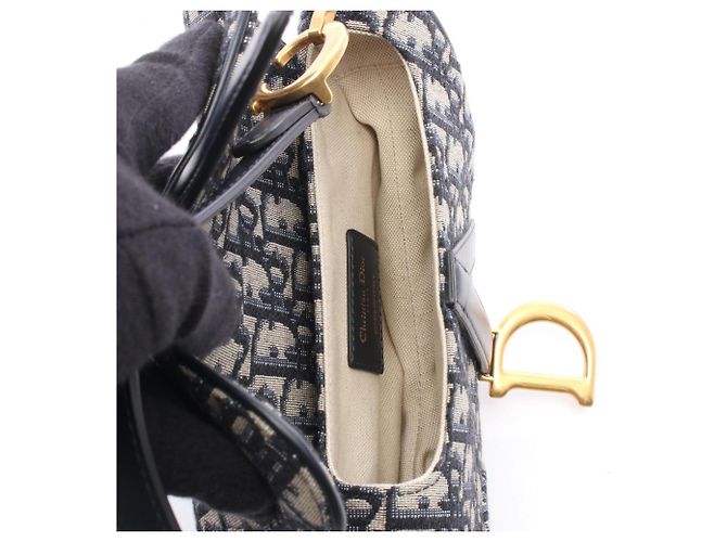 Borsa 2-Way Christian Dior Mini Oblique Beige Blu navy - vista 3