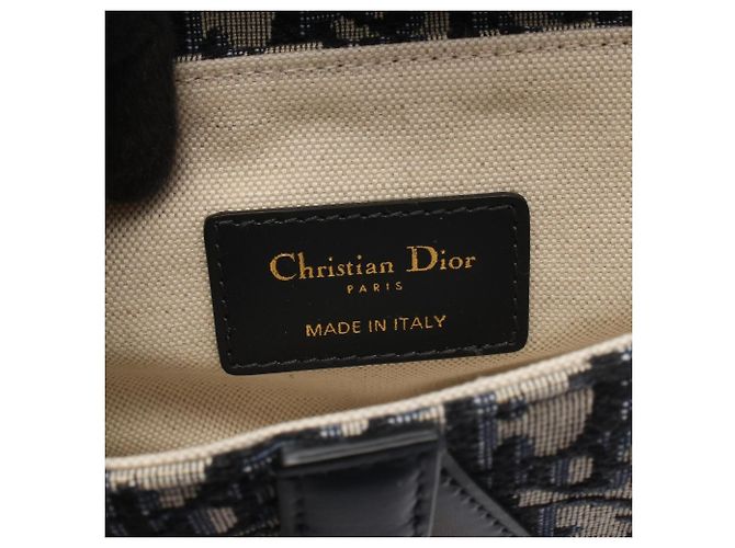 Borsa 2-Way Christian Dior Mini Oblique Beige Blu navy - vista 4