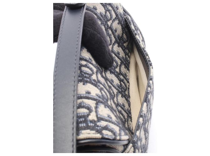 Borsa 2-Way Christian Dior Mini Oblique Beige Blu navy - vista 5