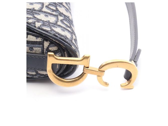Borsa 2-Way Christian Dior Mini Oblique Beige Blu navy - vista 7